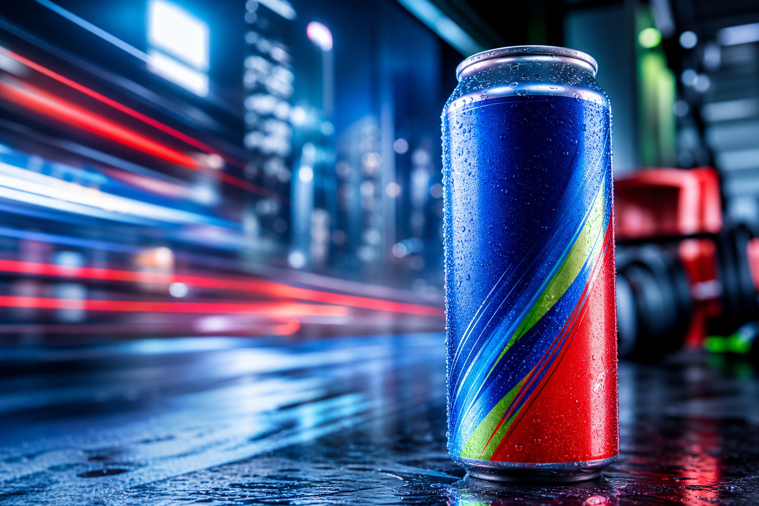 Energy Drink Can Against Abstract Background