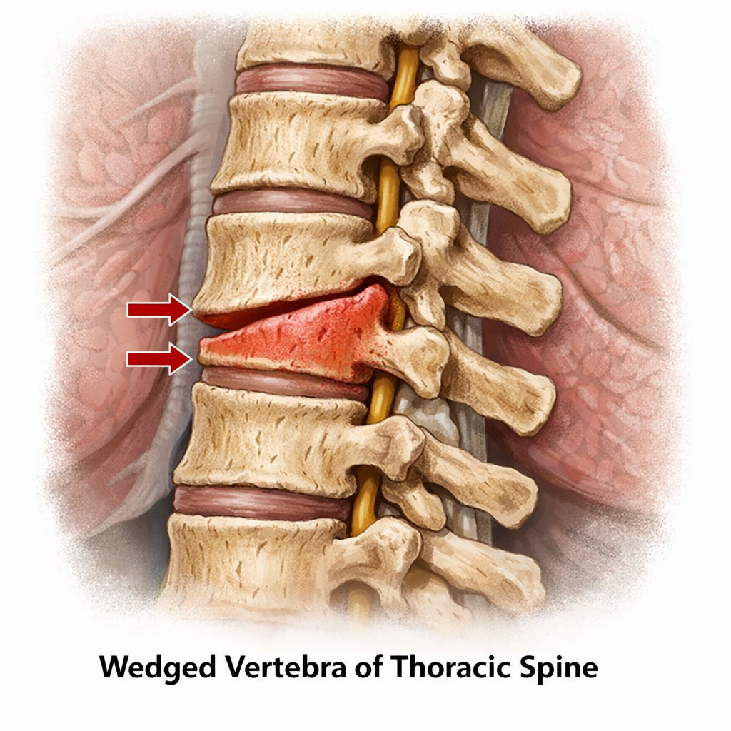 wedged vertebra of thoracic spine